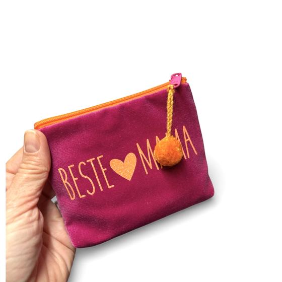 Frau Heidelberg Kosmetiktasche S pink mit NEON orange BESTE MAMA