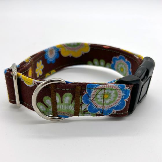 Halsband M - Retroblumen braun