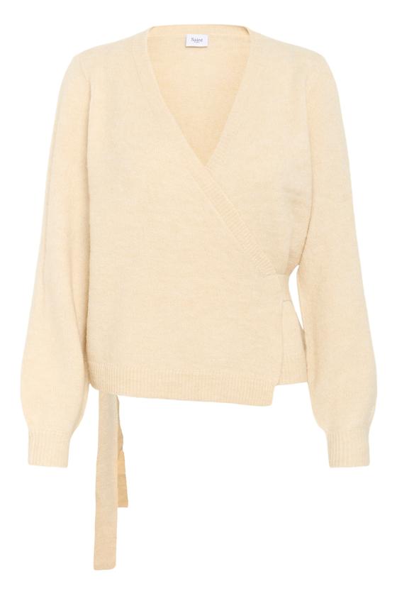 SAINT TROPEZ LarnaSZ Wrap Cardigan 30514147 - creme