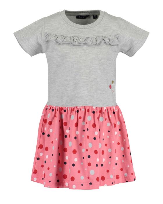 Shirtkleid mit gepunktetem Rock