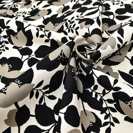 Sevenberry Canvas Floral Schwarz Natur | Taschenstoff | Spreefee
