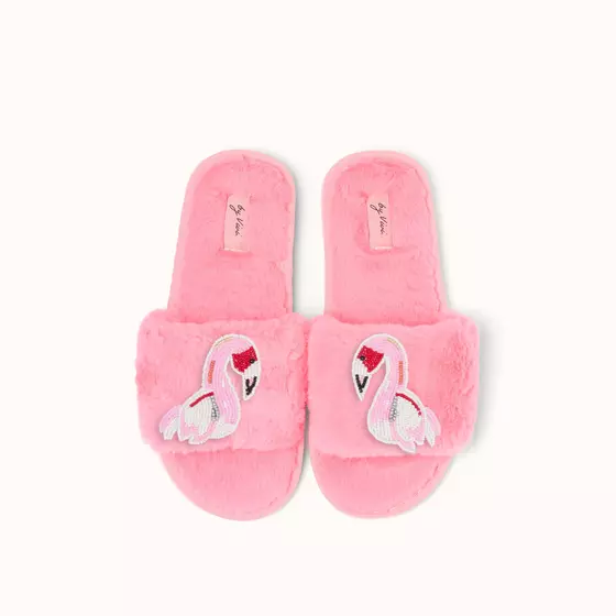 By Vivi. Brosche FLAMINGO - für Slipper, Kleidung, Taschen und mehr  - rosa-bunt