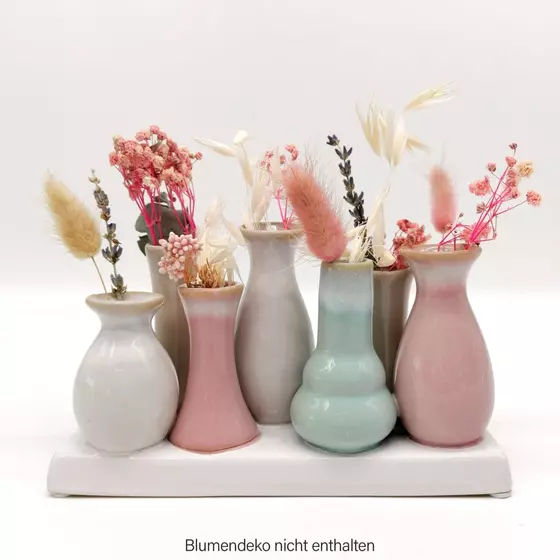 Mea-Living 7 Väschen auf Tablett aus Keramik - multicolour