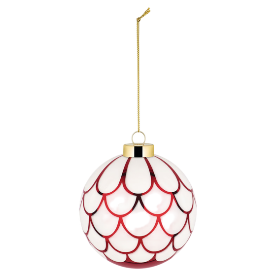 Weihnachtskugel groß Delight Blatt Weiss Rot von Alessi