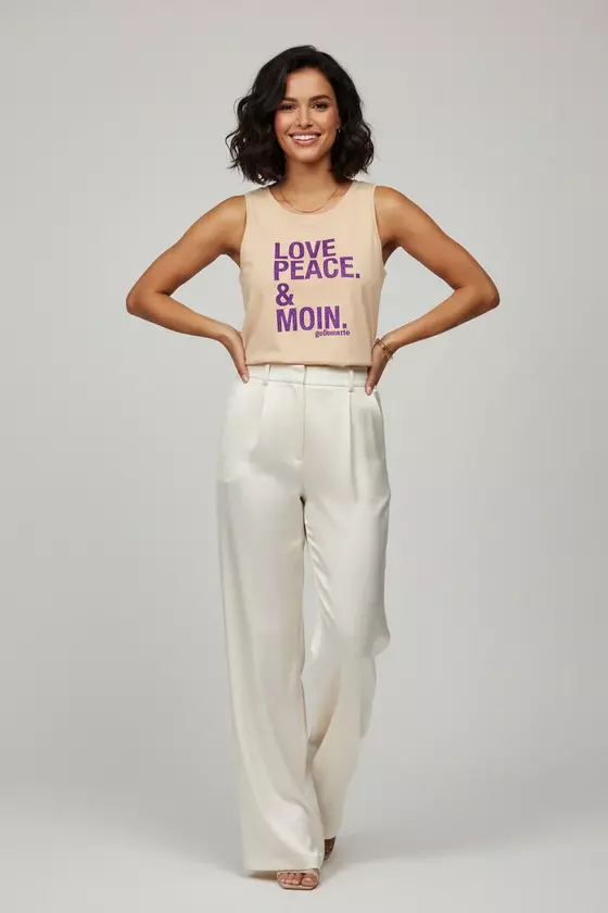 goldmarie LOVE PEACE MOIN Tank-Top - puder-flieder mit Glitzer 