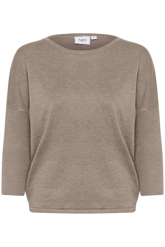 SAINT TROPEZ MilaSZ R-Neck Pullover 30500003 - beige-braun melange