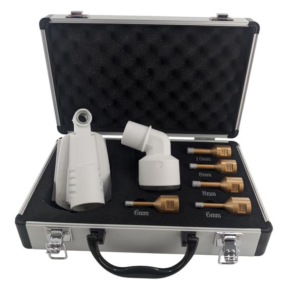 Diamant-Fliesenbohrer Set <br> 6-teilig mit Bohrkronen Ø 6 mm, 8 mm & 10 mm und Staubabsaugung