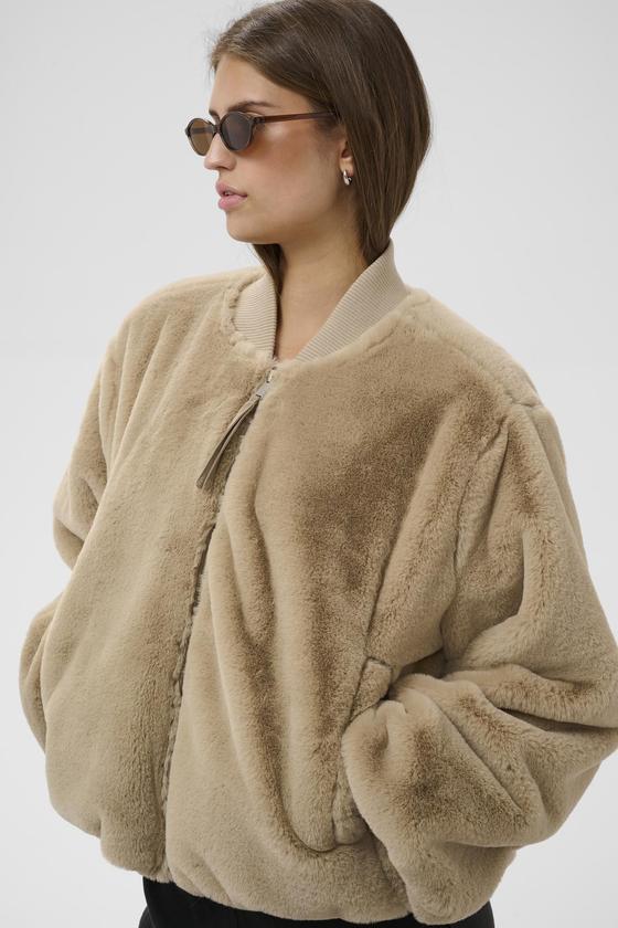SOAKED Bomber Jacke Teddyfell SLEstacia 30409253 - grau-beige