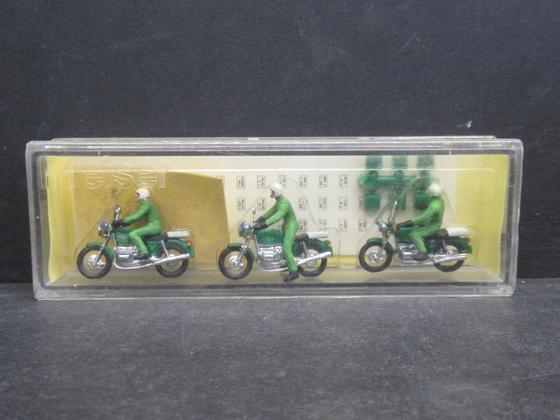 Preiser 67 Polizei Kradfahrer grüne Uniform 3 Stück Spur H0 OVP