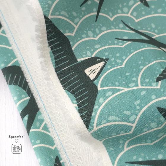 Graphic Nature Swallows Canvas aqua
