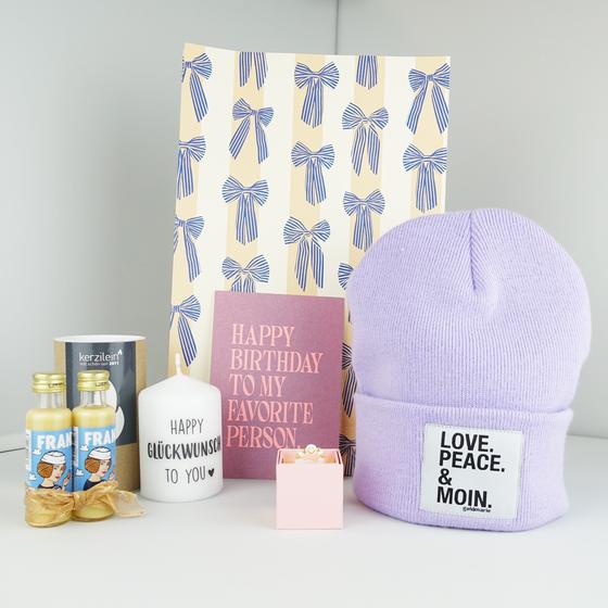 goldmarie Geschenktasche BIRTHDAY BAG - Kerze - Franzi Liköre - Ring - Mütze nach Wahl
