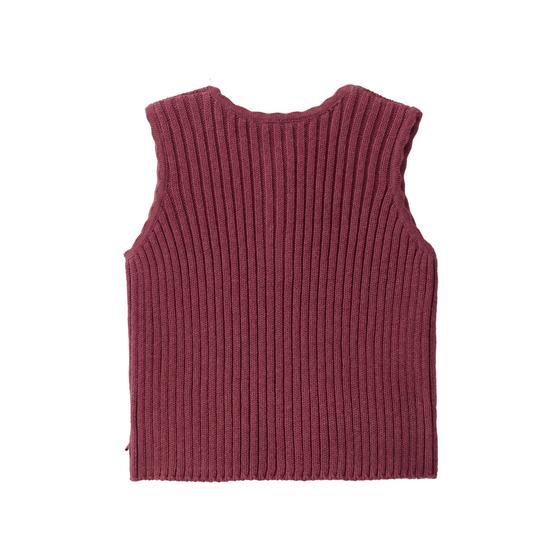 People wear Organic Strick Pullunder Mélange Bordeaux 