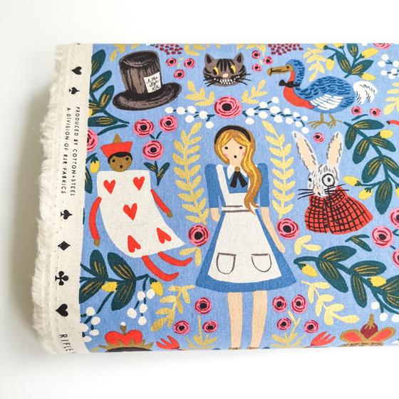 Cotton + Steel Canvas - Wonderland - Light Blue Metallic -  Rifle Paper Co.