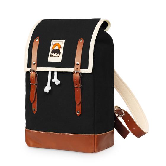 Ykra Matra Black Leather Strap and Bottom Backpack