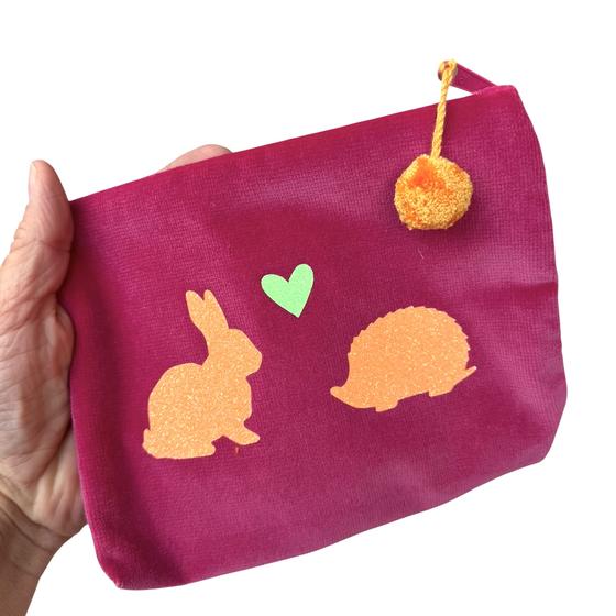Frau Heidelberg Kosmetiktasche M pink NEON orange Hase & Igel
