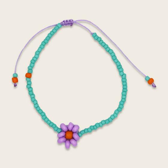 ava&yves Perlenarmband Petrol mit Blume
