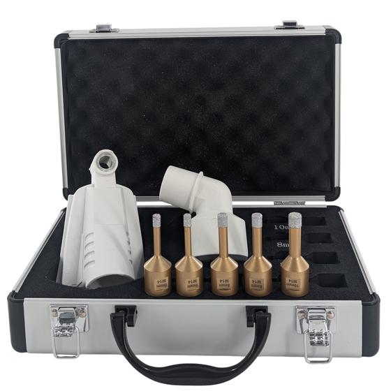 Diamant-Fliesenbohrer Set <br> 6-teilig mit Bohrkronen Ø 6 mm, 8 mm & 10 mm und Staubabsaugung