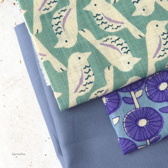 Birds Slub Cotton Poplin Sevenberry