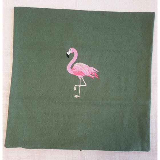 Kissen | Kissenbezug Granada Flamingo / Moosgrün