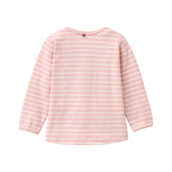People wear Organic Langarmshirt Single Print Cat Crew Geringelt Blassrosa 