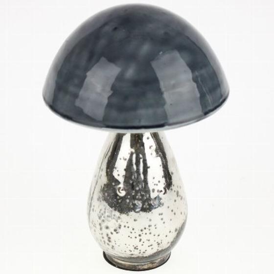 Dekofigur | Pilz - silber/grau-blau