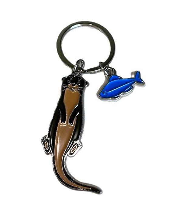 Schlüsselanhänger mit Otterfigur aus Metall