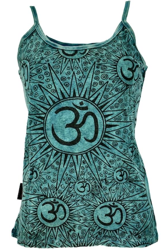 Yoga Top Om, BohoTop, Goastyle Sommertop - petrol