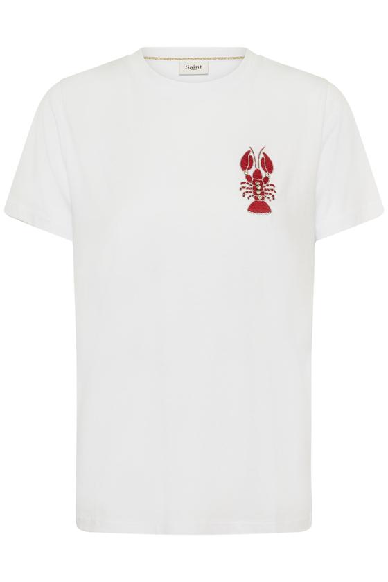 SAINT TROPEZ T-Shirt mit Hummer Stickerei ReannaSZ 30515235 - weiß-rot