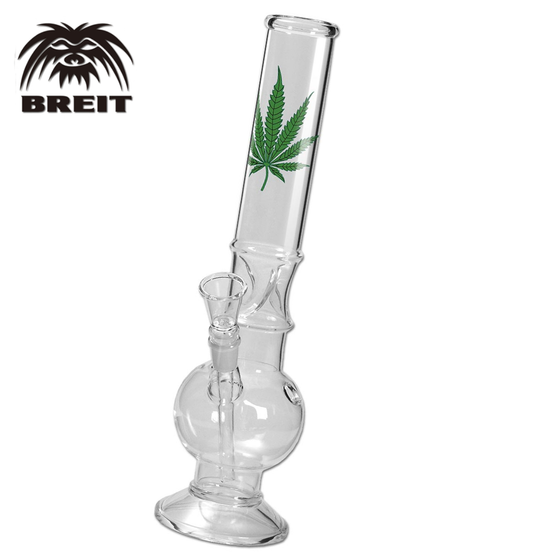 Glasbong, Breit®, Bauch, Ice, Hanfblatt