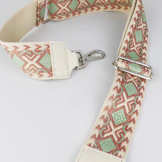 goldmarie Taschenriemen ETHNO Muster creme-mint-kupfer