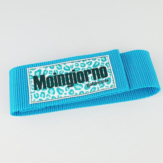 goldmarie Yogamatte Banderole MOINGIORNO Leo Label - Klettverschluss - hellblau