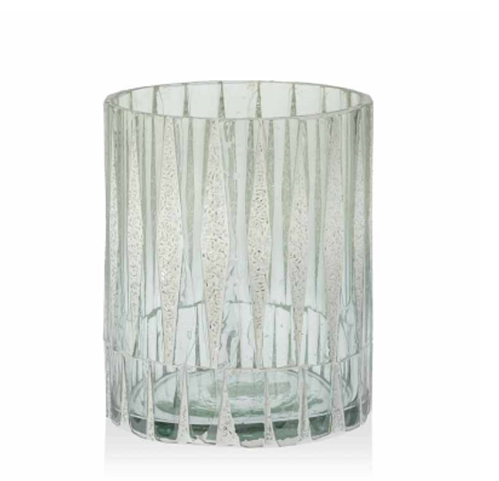 Kerzenhalter | Windlicht / Teelichthalter Mel - weiss pattern / S