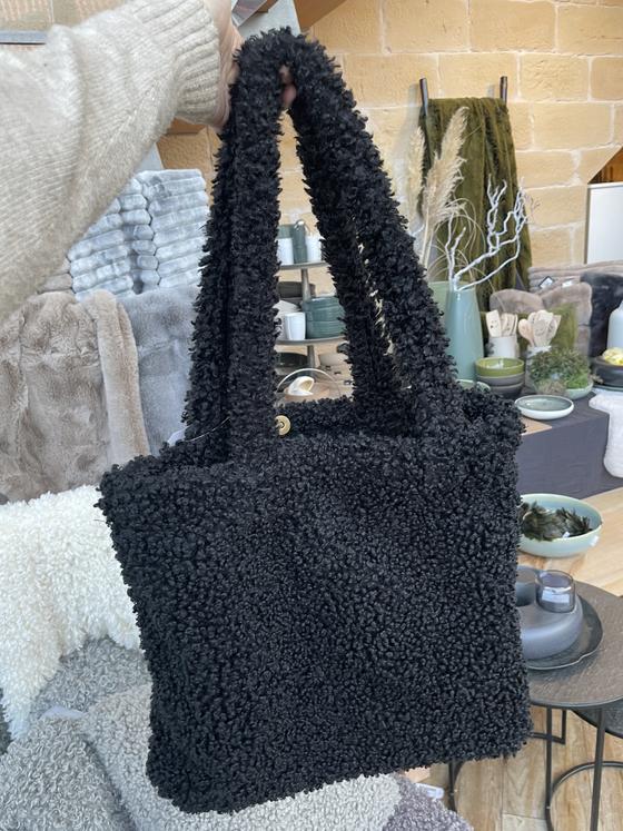 Shopper in TEDDY Felloptik schwarz