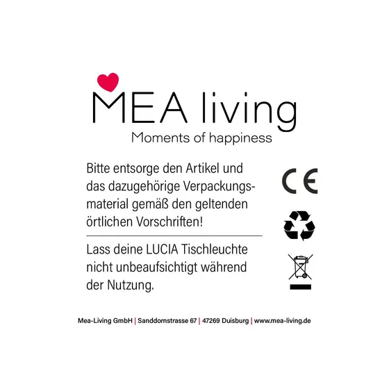 MEA-Living Tischleuchte Lucia FUCK LED-Lampe - batteriebetrieben 