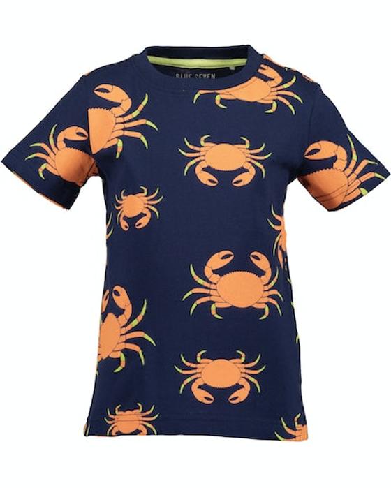 T-Shirt "Krabben", reine Baumwolle, ultramarin