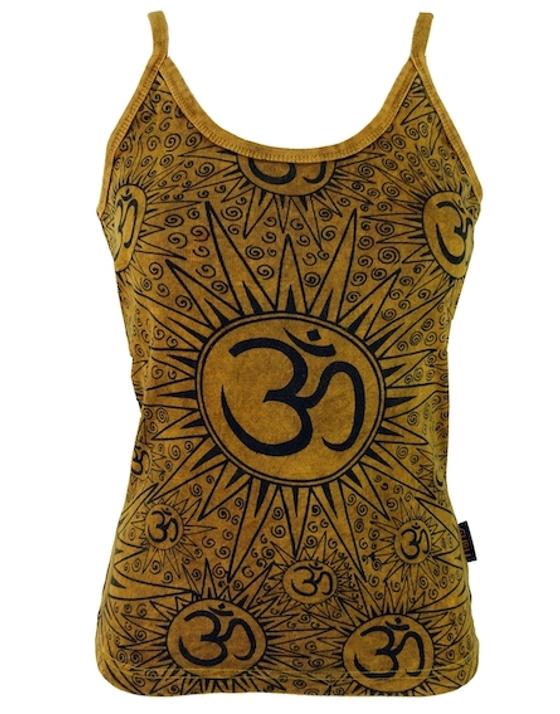 Yoga Top Om, BohoTop, Goastyle Sommertop - senf