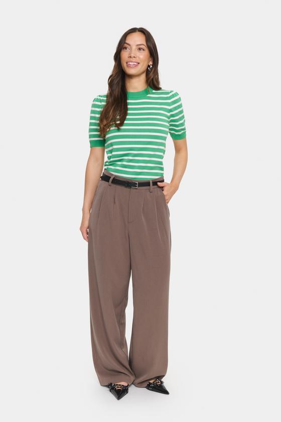 SAINT TROPEZ MilaSZ SS Striped Pullover 30513768 - grün-weiß