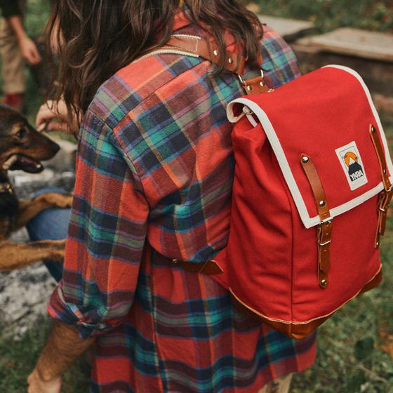 Ykra Matra Orange Leather Strap and Bottom Backpack 14L