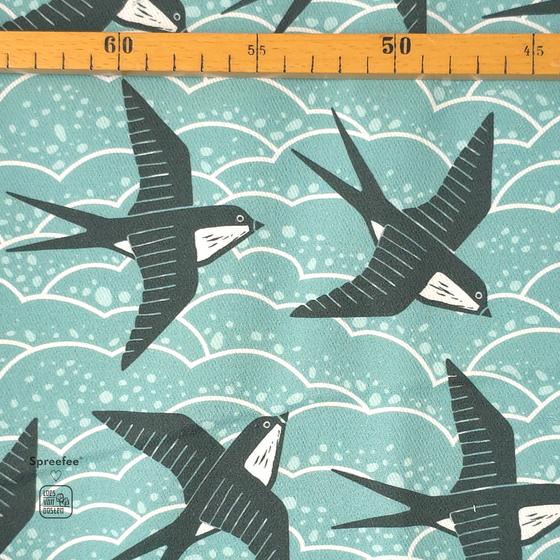 Graphic Nature Swallows Canvas aqua