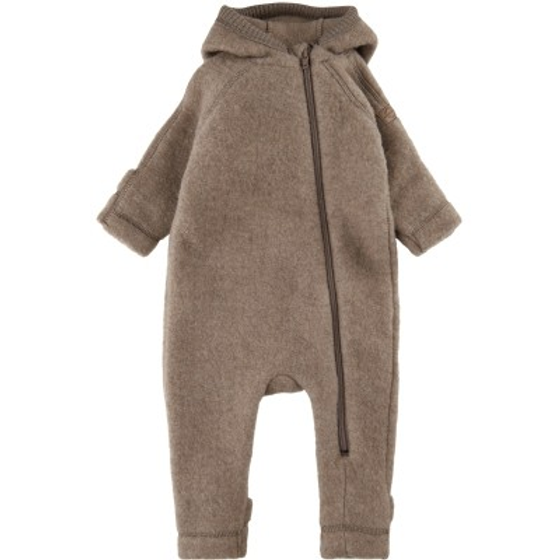 Wollfleece-Anzug mit Kapuze aus mulesingfreier Merinowolle, melange denver