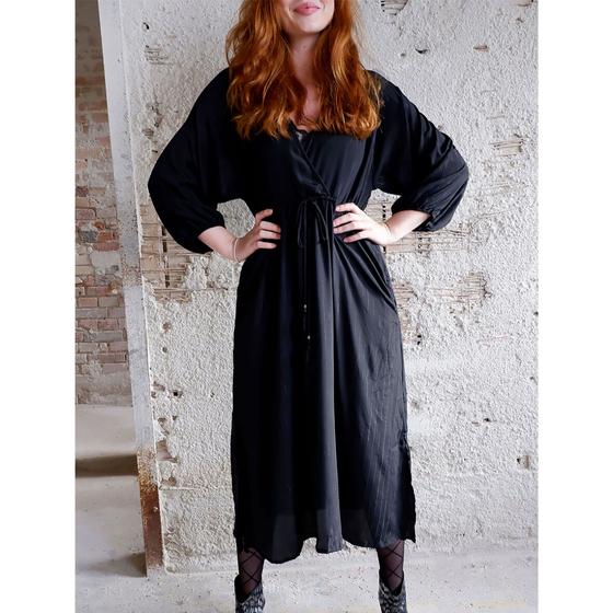 BLACK COLOUR Kleid V-Neck BCLuna 39081-BI - schwarz mit Glitzerfäden