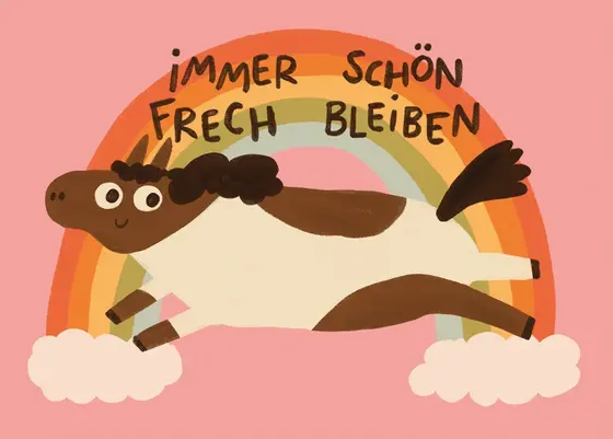 Postkarte Frech Bleiben von Slinga Illustration