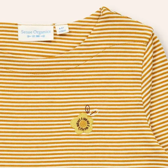 Sense Organics Langarmshirt Aluna Flower Geringelt Curry