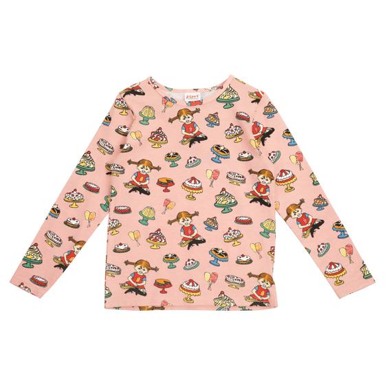 Langarmshirt "Pippis Kuchenparty", Biobaumwolle, rosa