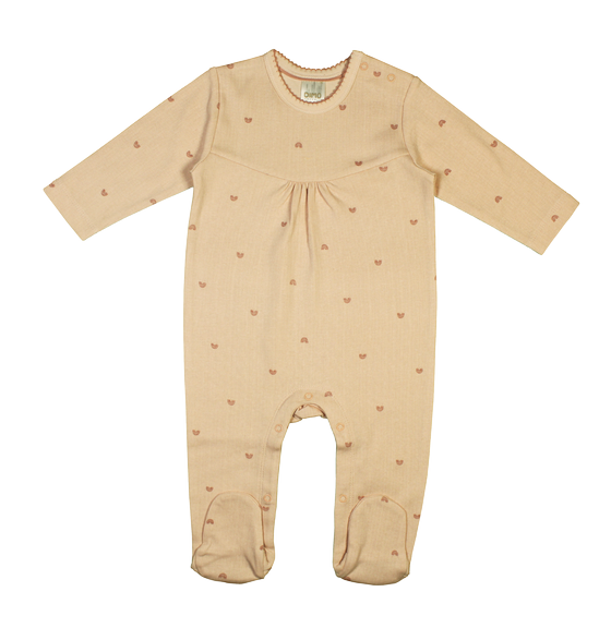 Schlafanzug "Regenbogen" mit Füßen, Biobaumwolle, altrosa