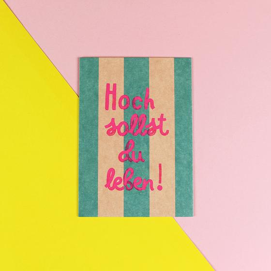 ava&yves Postkarte - Hoch sollst du leben Petrol Rosa