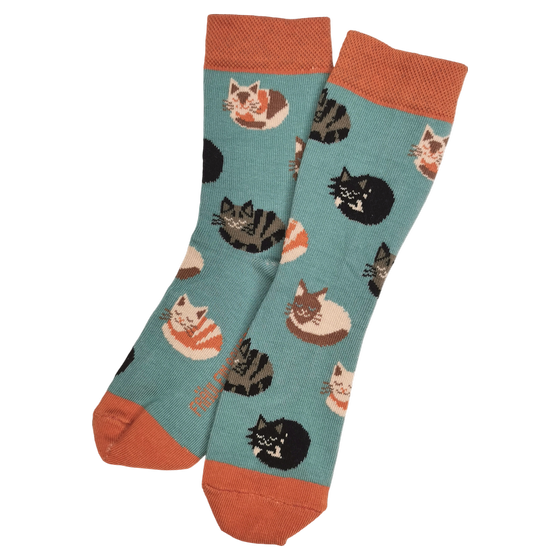 Fräulein Prusselise Bio Kindersocken Katze Petrol