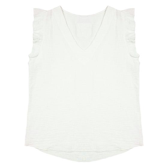 goldmarie Musselin Top LOVE IS MY SUPERPOWER- creme