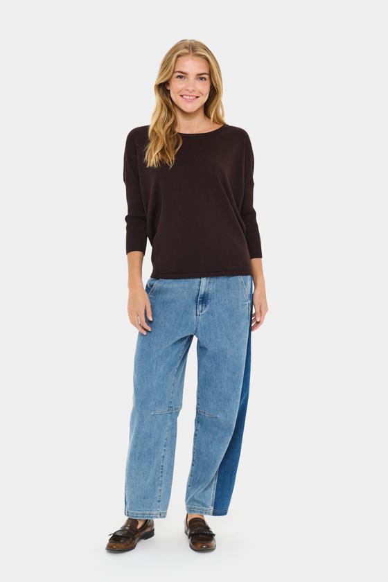 SAINT TROPEZ MilaSZ R-Neck Pullover 30500003 - schoko-braun
