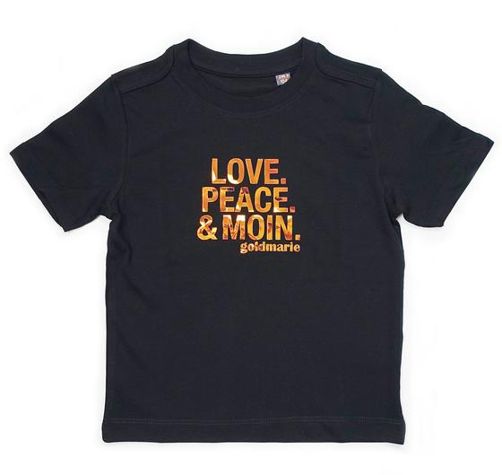 goldmarie LOVE PEACE MOIN Kinder T-Shirt Susi - schwarz - holographic mit Glanz 